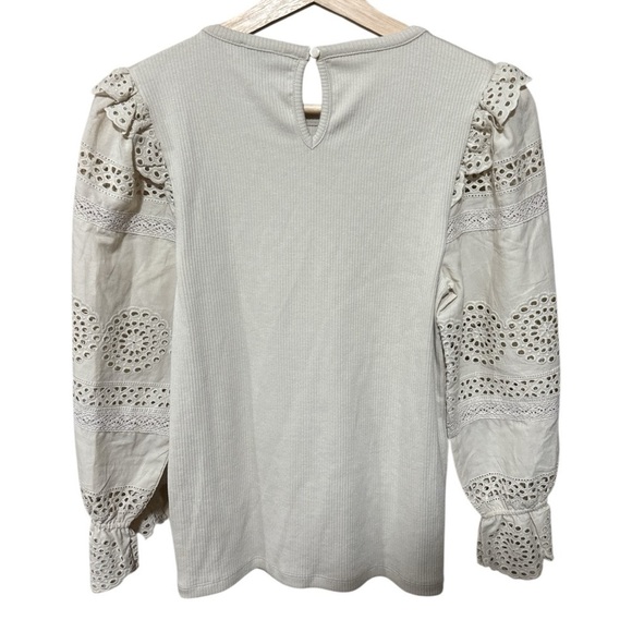 NWT - J. Crew Ruffle-trim eyelet top in vintage rib - Size S - Picture 4 of 4